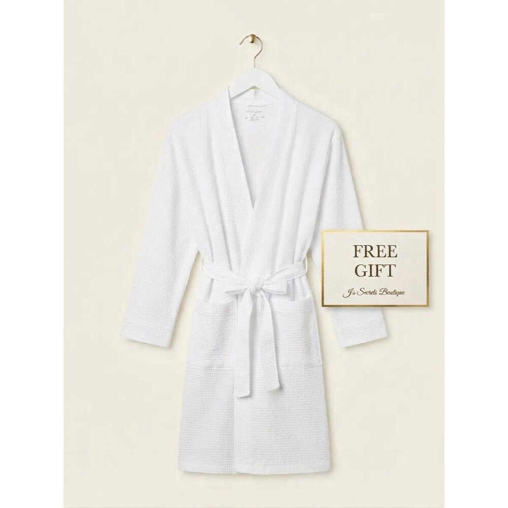 Primark White Waffle Weave Spa Bathrobe with Belt & Pockets | Size XS (US 2-4)